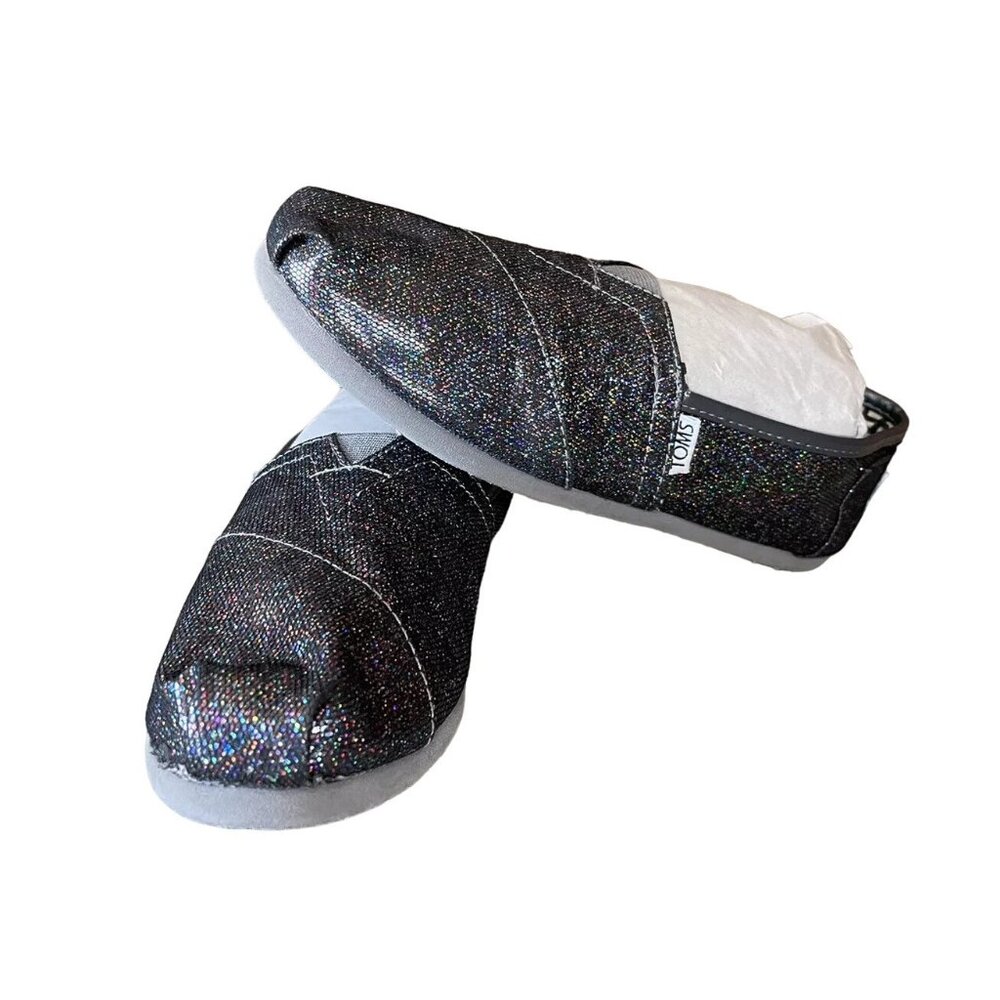 Toms Black Glitter Espadrilles